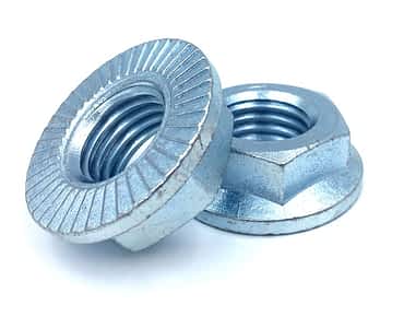 Custom 1″-8 Grade 5 Serrated Hex Flange Nuts With Zinc Clear Finish
